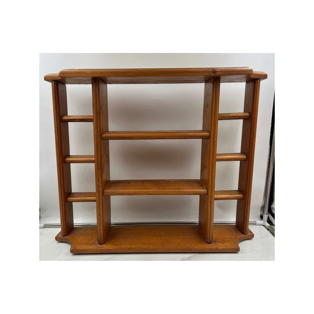 Vintage Wooden Wall Hanging Display Shelf Shadow Box Multi Compartment Brown